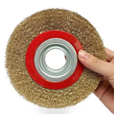 1-Piece 125 mm Wire Brush Polishing Wheel, Round Copper-Coated Stainless Steel Wire Brush for Bench Grinders