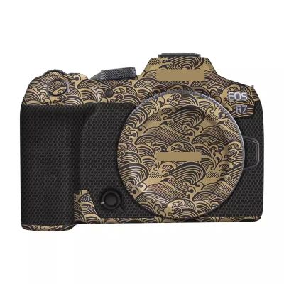 JERXTTON Camera Protective Skin for Canon EOS R7, Scratch-Resistant Vinyl, Wave Gold