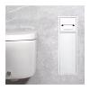 Stainless Steel Toilet Paper Holder with Storage Shelf, Wall-Mounted Recessed Design, White view 1