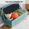 Velvet Storage Bench Ottoman with Gold-Tone Metal Legs view 3