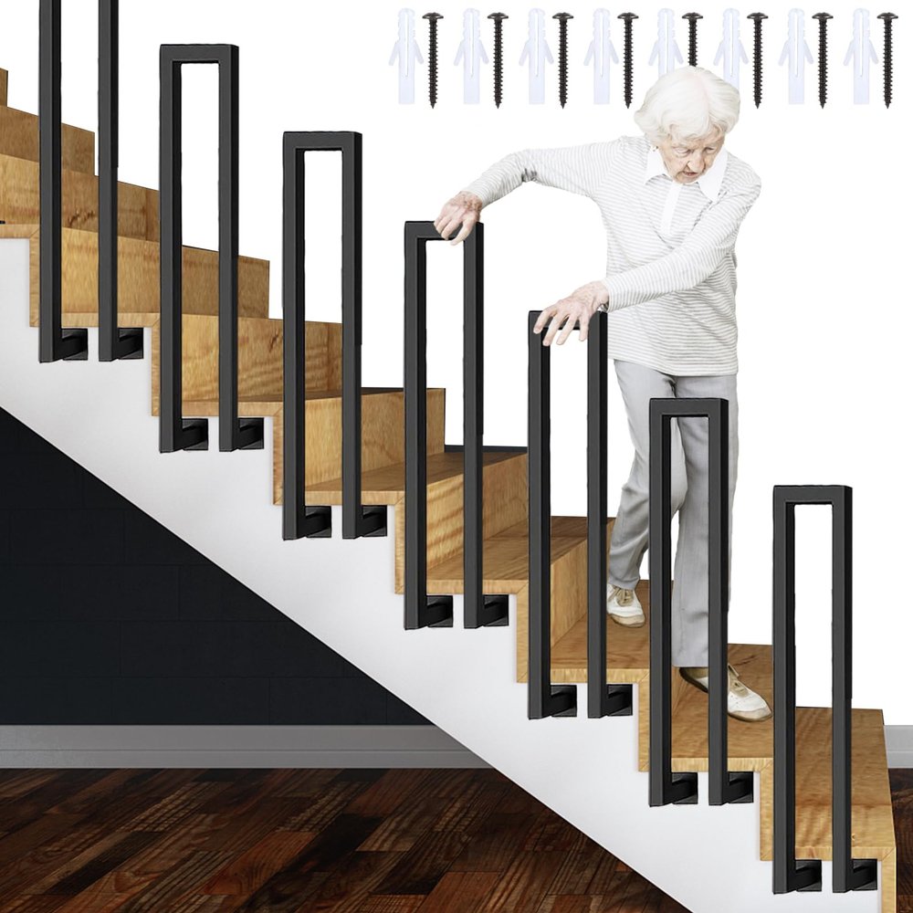 Handcrafted U-Shaped Wrought-Iron Railing for Indoor and Outdoor Stairs, 85 cm x 5 m, White