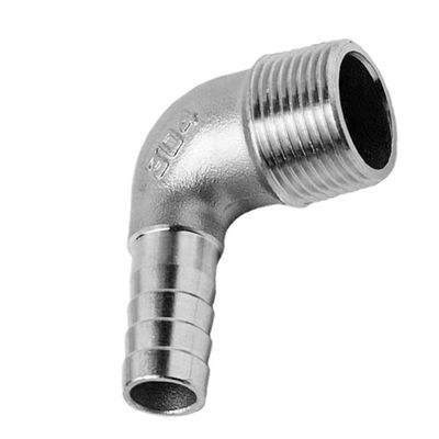 RAMBEX 1-Pc. Stainless Steel 90-Degree Elbow Fitting, 3/8 in. Male Thread, 13 mm Hose Barb