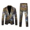 RUMAOZIA Men's 2-Piece 1980s Disco Costume Set with Glitter Sequin Blazer and Pants view 1