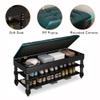 Entryway Shoe Bench with 2-Tier Shoe Rack, Leather Seat and Storage view 3