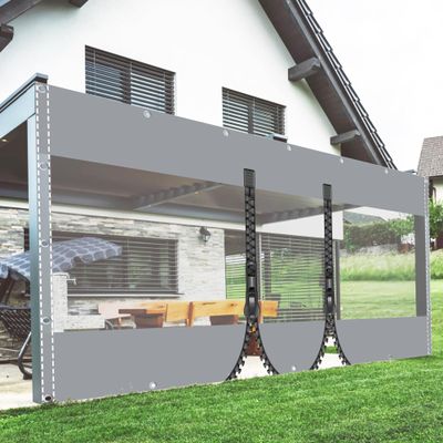 TMGJShd Waterproof Transparent PVC Tarp, 2.2 x 4.4 m, with Grommets and Zipper, Gray, 0.5 mm