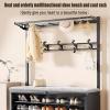 Coat Rack with Shoe Rack and Bench, Black, 60 x 36 cm view 4