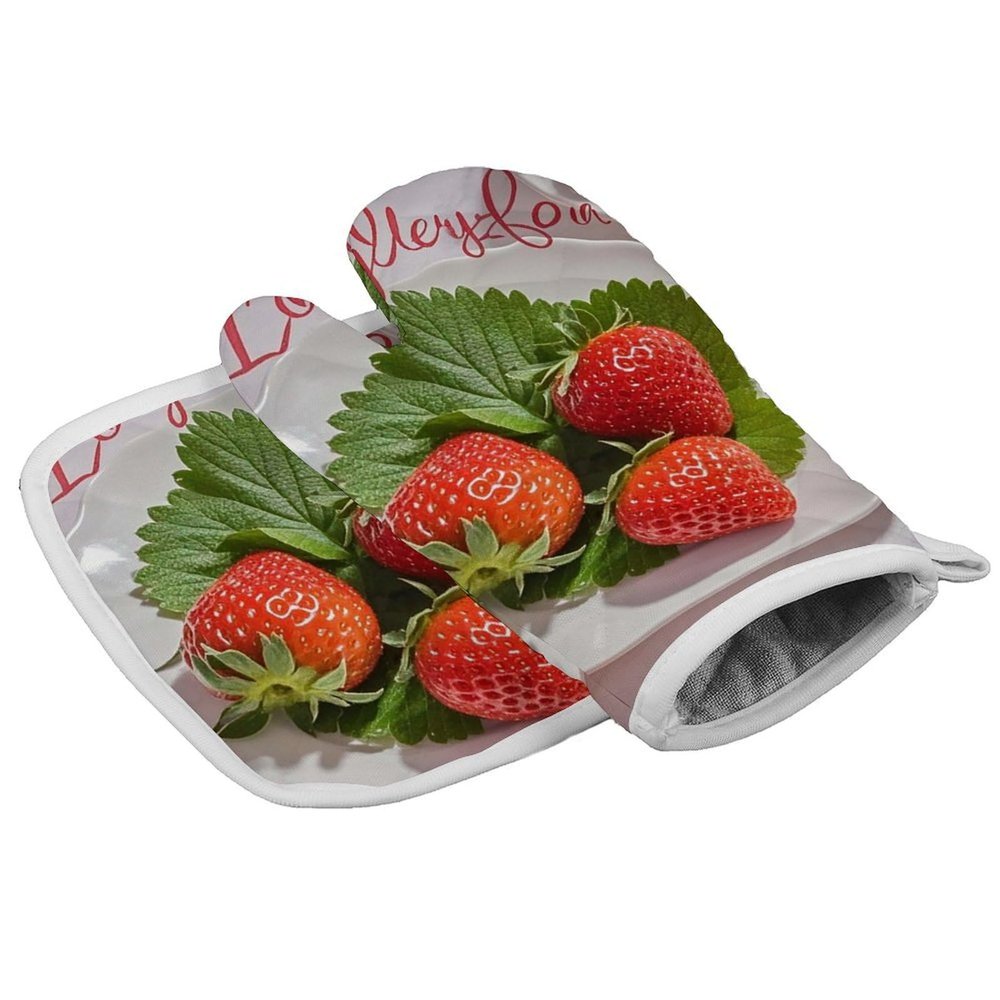 Oven Mitt and Potholder Set, 2-Piece, Strawberry Design