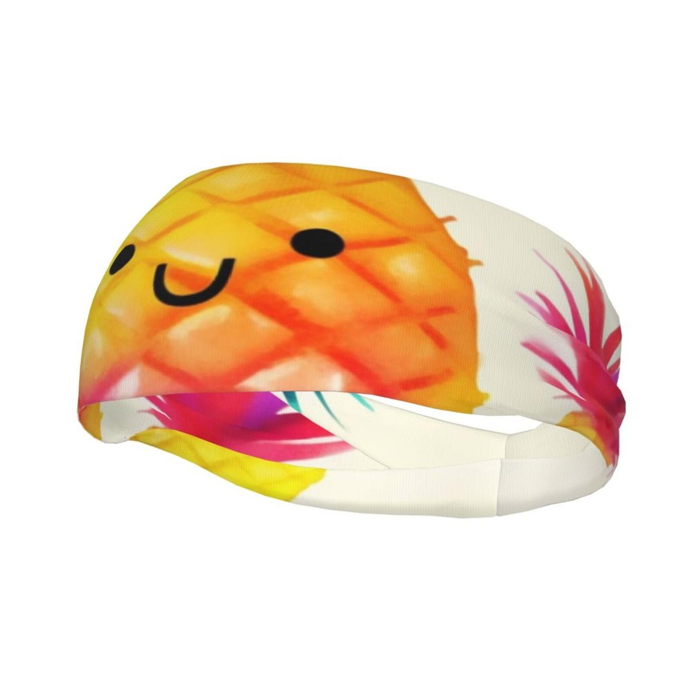 Rainbow Pineapple Cartoon Sports Headband, Moisture-Wicking Workout Headband