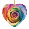 New Home 2024 Rainbow Rose Heart Ceramic Christmas Ornament view 1