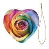 New Home 2024 Rainbow Rose Heart Ceramic Christmas Ornament view 2