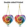 New Home 2024 Rainbow Rose Heart Ceramic Christmas Ornament view 3