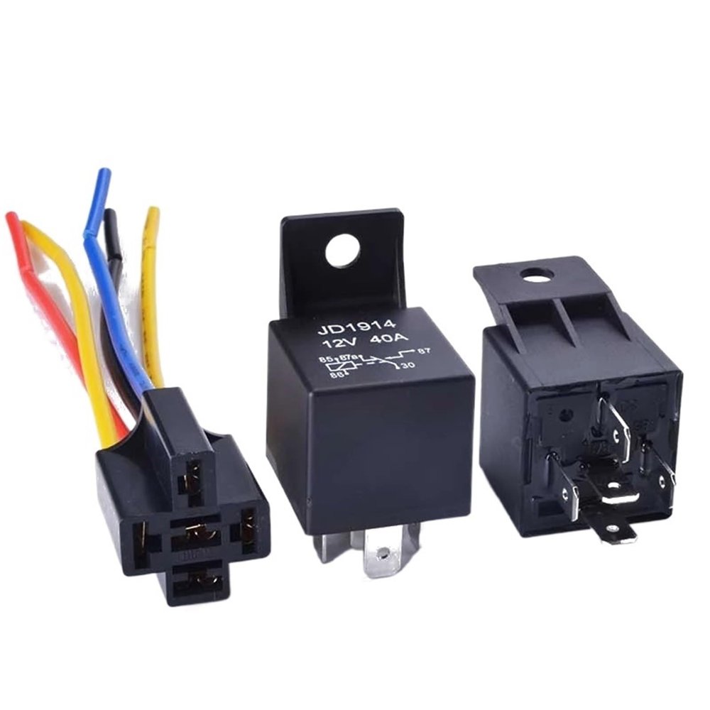 HBWL01 JD1914 Automotive Relay, 5-Piece Set, 12V 40A, 5-Pin, 1 NO/1 NC
