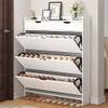 Slim Freestanding Shoe Cabinet with Flip-Drawer Storage view 2
