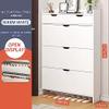 Slim Freestanding Shoe Cabinet with Flip-Drawer Storage view 3