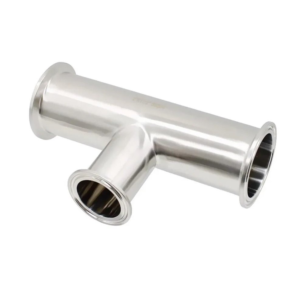 RUAJOGYNVM 2" x 2" x 1.5" Reducing T-Fitting, 3-Way Tri-Clamp Welding Clamp for Homebrewed Beer, T-Type Reducing Tube, 316 Stainless Steel