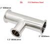 RUAJOGYNVM 2" x 2" x 1.5" Reducing T-Fitting, 3-Way Tri-Clamp Welding Clamp for Homebrewed Beer, T-Type Reducing Tube, 316 Stainless Steel view 3