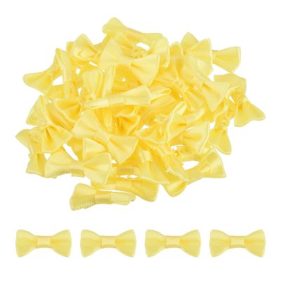 QUARKZMAN 100-Piece Yellow Mini Satin Bows, 1.2 x 0.6 in