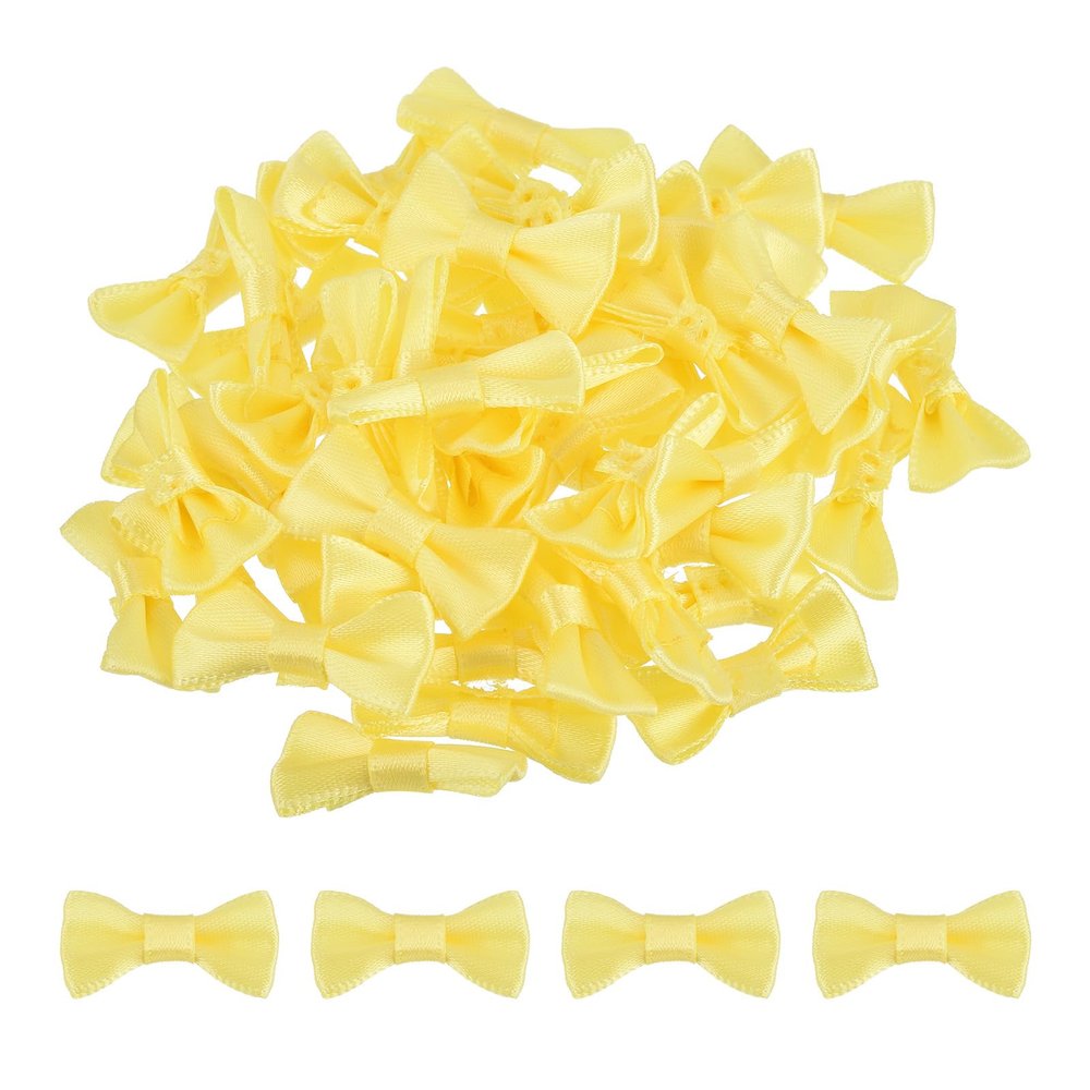 QUARKZMAN 100-Piece Yellow Mini Satin Bows, 1.2 x 0.6 in