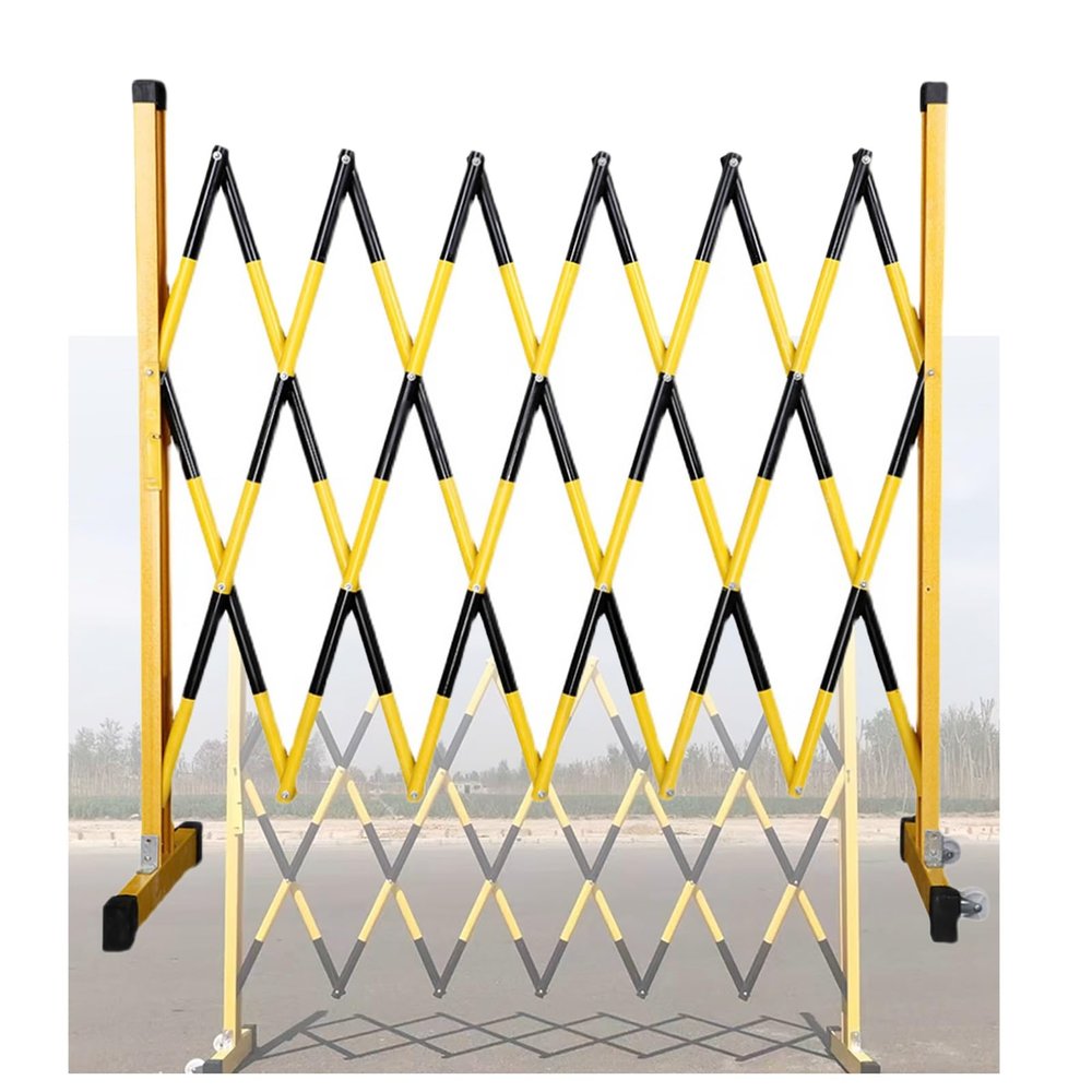 Retractable Traffic Barrier, Black/Yellow, 600 cm/19.6 ft