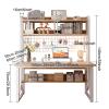 Modern Computer Desk with Hutch and Display Grid Shelf, Gray, 100 x 50 x 149 cm view 2