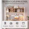 Modern Computer Desk with Hutch and Display Grid Shelf, Gray, 100 x 50 x 149 cm view 4