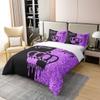 Homemissing Modern Queen and King Crown Cotton Bedding Set, Black and Purple, 135 x 200 cm, No Glitter view 3