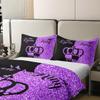 Homemissing Modern Queen and King Crown Cotton Bedding Set, Black and Purple, 135 x 200 cm, No Glitter view 4