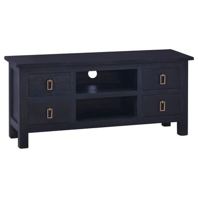 TV Stand and Entertainment Center, Light Black/Coffee, 100 x 30 x 45 cm, Solid Mahogany Wood