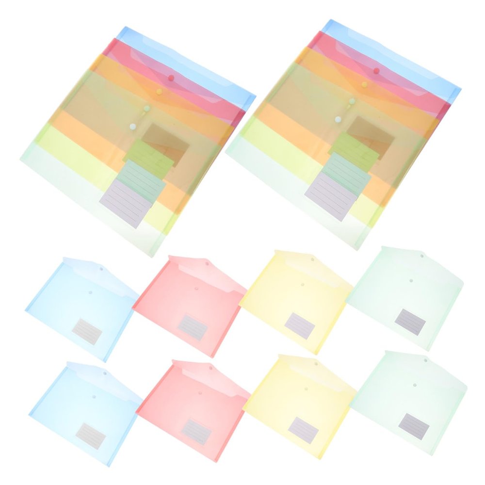 Button-Closure Document Folders, 20-Pack, PP, with Label Pocket