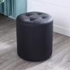 Solid Wood Bench Ottoman, Black Leather Stool for Living Room and Shoe Changing, Medium view 1