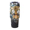 Insulated Stainless Steel Tumbler with Tiger Print, Handle and Straw Lid, 1.2 L view 2