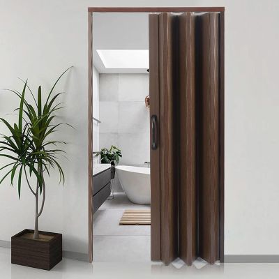 PVC Folding Interior Door with Vintage Wood Grain, 29 x 80 in