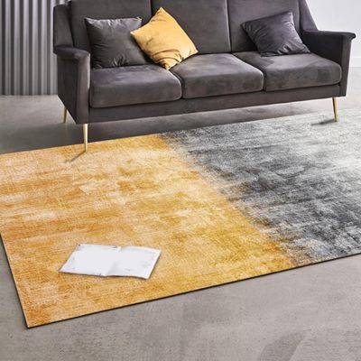 VARIKASHOM Living Room Bedroom Area Rug, Washable Low-Pile Non-Slip, Modern Abstract Black, White, Gray & Yellow, 120 x 180 cm