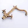 Antique Bronze Brass Kitchen Sink Faucet with Swivel Spout and Double Handles, Georgian Style view 4