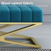 Green Velvet Bedroom Bench with X-Shaped Metal Base, 100 x 38 x 43 cm view 2