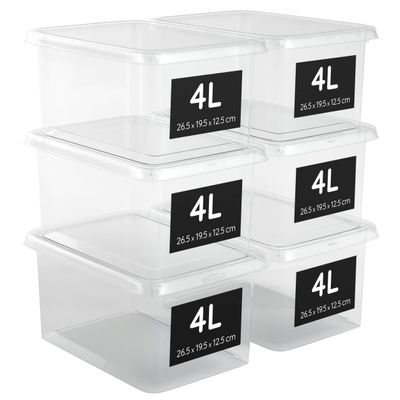 AHIOVA 6-Pack Small Storage Boxes with Lids, 4 L, 26.5 x 19.5 x 12.5 cm