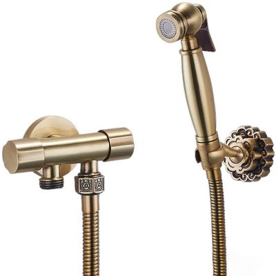Handheld Bidet Sprayer for Toilet, Brass Cloth Diaper Sprayer Set, Wall-Mounted Green Bronze Sprayer with 150 cm Hose, Type A