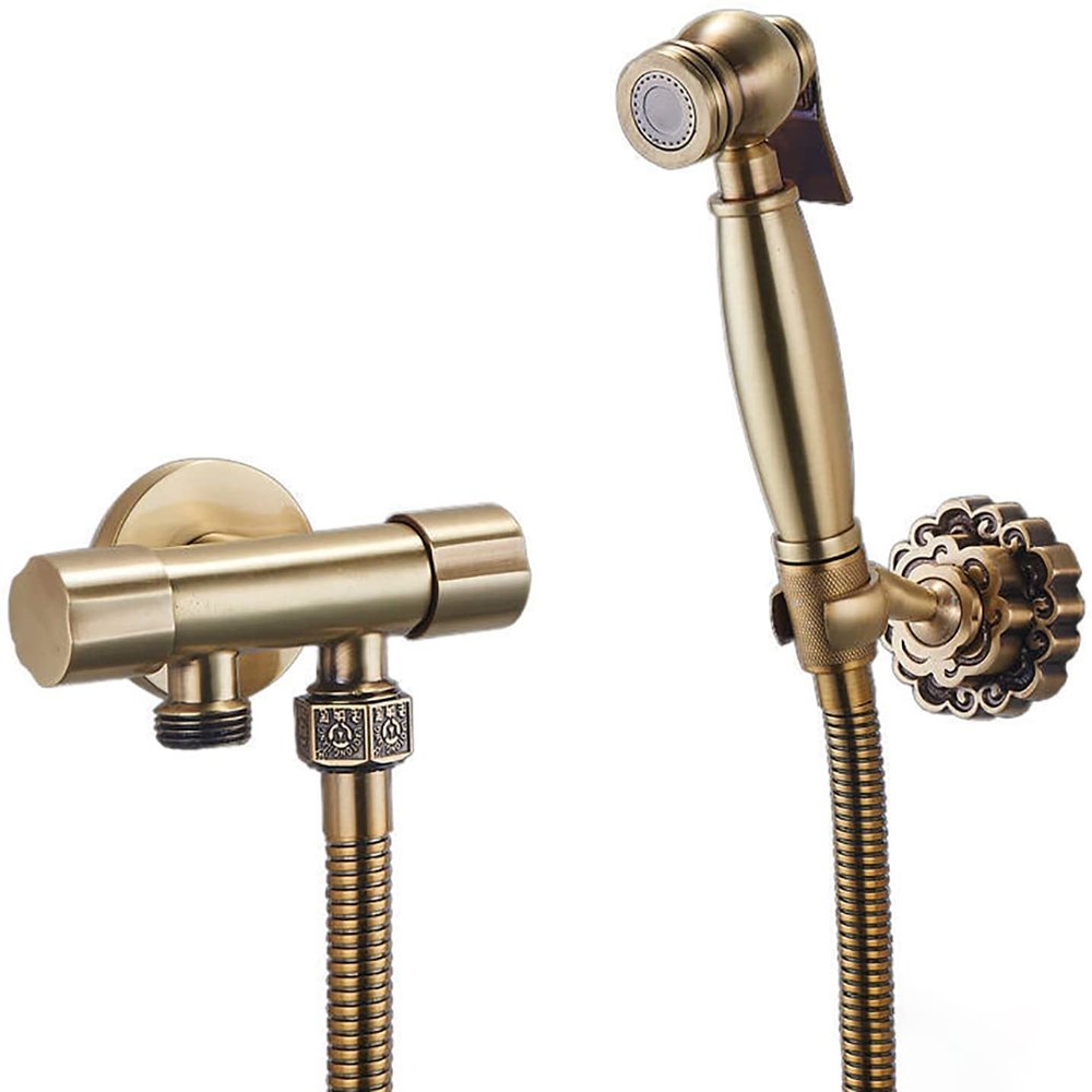 Handheld Bidet Sprayer for Toilet, Brass Cloth Diaper Sprayer Set, Wall-Mounted Green Bronze Sprayer with 150 cm Hose, Type A