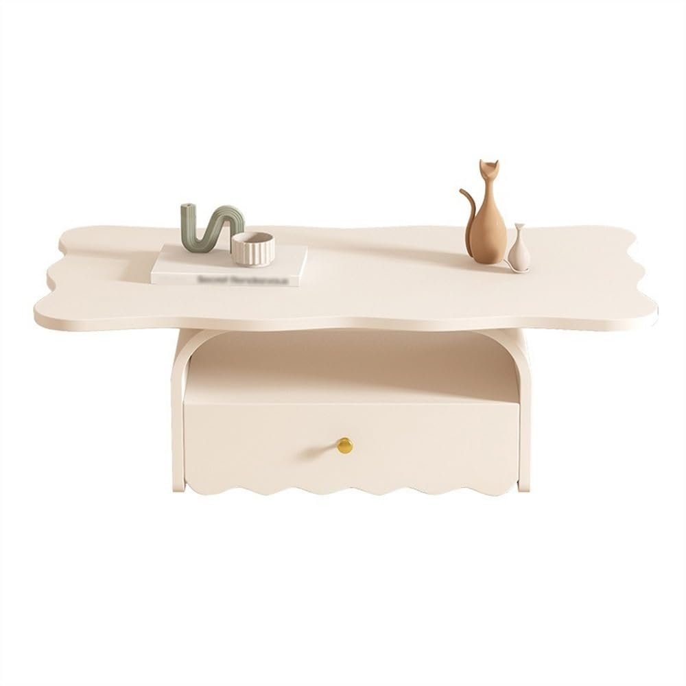 Xumh2024-3 Modern White Coffee Table for Small Living Rooms