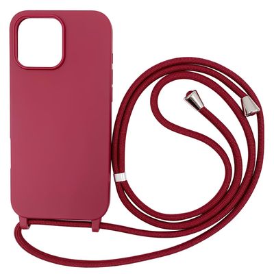 Ququcheng Case Compatible with iPhone 16 Pro 6.3", Red, with Adjustable Crossbody Strap