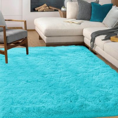 HOKXUAN Shaggy Area Rug 200 x 290 cm, Sky Blue