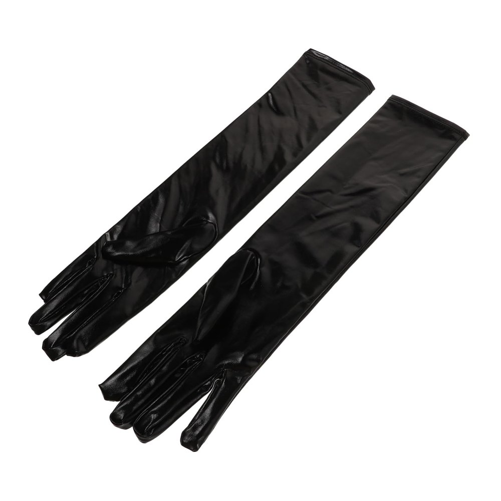WRITWAA Long Wet-Look Gloves, 1 Pair, Polyester, Black