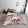 DFJMASFKOL Floral and Skull Throw Blanket, Warm Flannel, Pink, 76 x 102 cm view 4