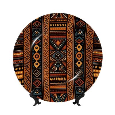 DWVTFSM Traditional African Design Decorative Plate with Stand, 10 in