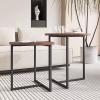Round Coffee Table Set of 2, Stackable Side Tables, Brown view 3