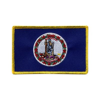 Patchion Virginia Flag Embroidered Patch with Black Hook-and-Loop Backing