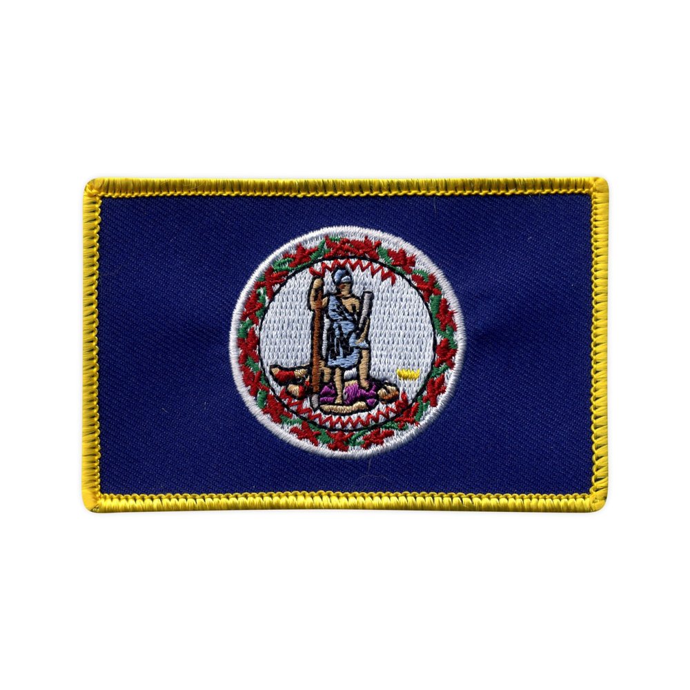 Patchion Virginia Flag Embroidered Patch with Black Hook-and-Loop Backing