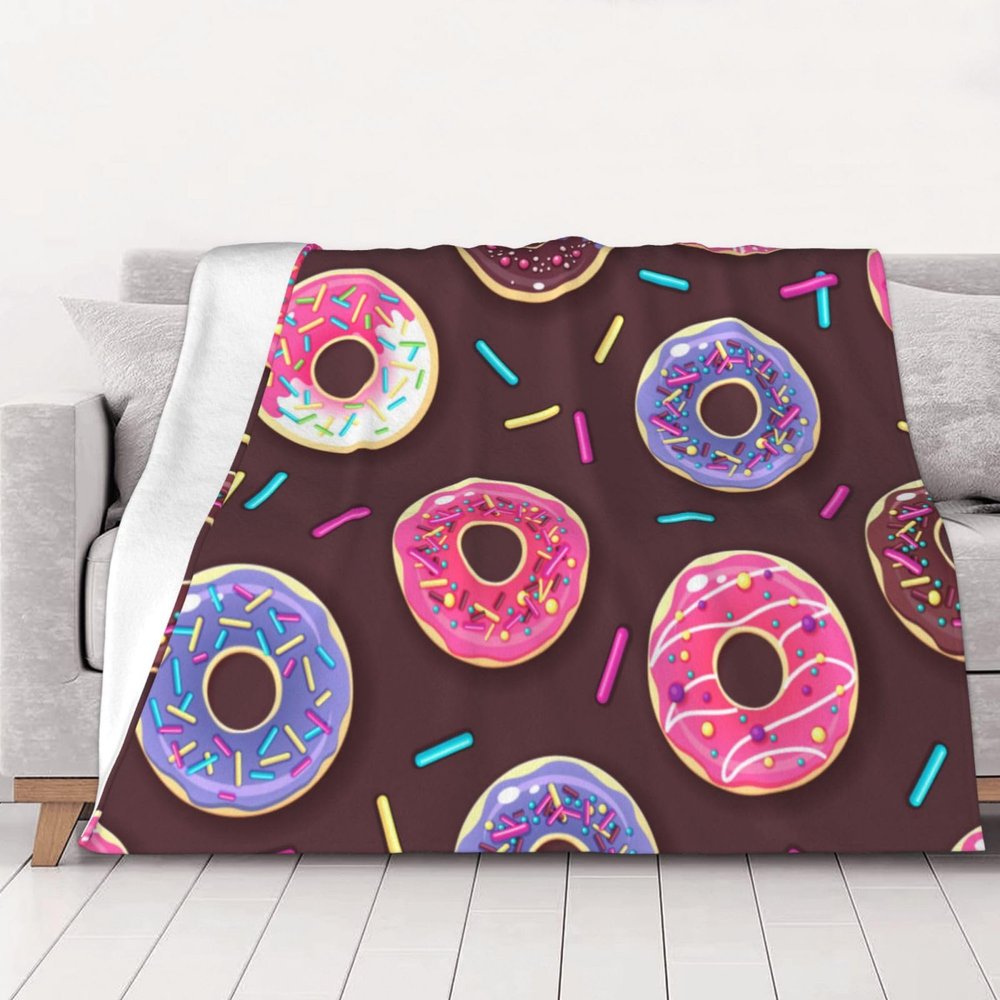 ASKFNASDKMFN Colorful Donuts Flannel Blanket, 50 x 60 in