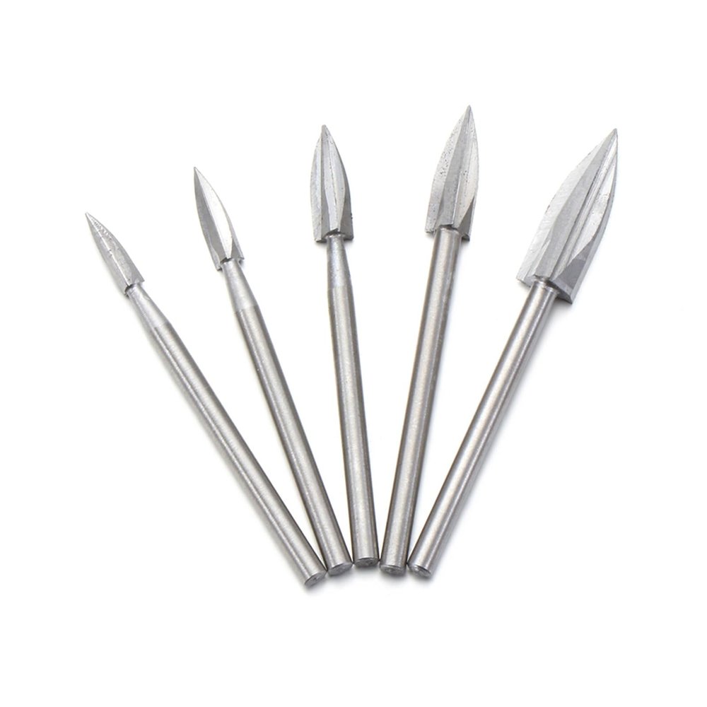 5-Piece Wood Carving and Engraving Bit Set, 3–8 mm, 3 mm Shank
