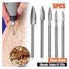 5-Piece Wood Carving and Engraving Bit Set, 3–8 mm, 3 mm Shank view 4